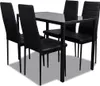 A black dining table with four black chairs. Náhled obrázku produktu