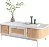 Table basse 110cm en bois massif avec portes coulissantes Voir les images du produit 7