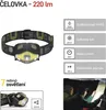 COB LED + LED čelovka P3536, 220 lm, 100 m, 3x AAA Náhled obrázku produktu