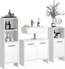 A 3-piece white bathroom furniture set including a tall cabinet, a sink cabinet, and a narrow cabinet, displayed against a white background. Voir les images du produit