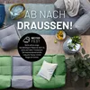 An arrangement of outdoor seating furniture, including modular sofa sections and a beanbag chair, on a patio or deck. Náhled obrázku produktu