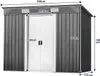 A diagram showing the dimensions of a metal garden shed. Produktbild-Vorschau