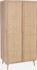 A wooden wardrobe with rattan doors on a white background. Produktbild-Vorschau