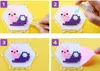 Four-panel image showing the step-by-step process of creating a beaded snail craft. Náhľad obrázku produktu