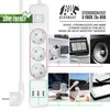 A collage of images showing a power strip with multiple outlets and USB ports, along with various electronic devices and a desk setup. Anteprima dell’immagine prodotto