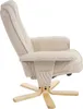 A side view of a cream-colored recliner chair with a wooden swivel base. Anteprima dell’immagine prodotto