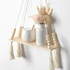 2er Set Makramee Wandregal Holz Hängeregal Wandregal Boho Produktbild-Vorschau 4