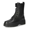 A black leather lace-up boot is shown against a white background. Produktbild-Vorschau