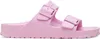A pair of pink Birkenstock Arizona EVA sandals shown from the side. Produktbild-Vorschau