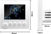 A white digital thermostat is shown from the front and side, with dimensions indicated. Podgląd zdjęcia produktu