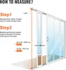 Diagram showing how to measure a sliding glass door for a pet door. Voir les images du produit