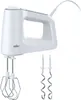 A white Braun hand mixer with beaters is shown against a white background. Produktbild-Vorschau