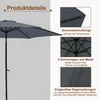 Product details of a gray umbrella, showing its construction and features. Produktbild-Vorschau