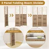 Collage showing a 3-panel folding room divider in different configurations and use cases. Voir les images du produit