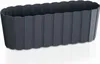 A dark gray rectangular planter box with a ribbed texture, shown from a slightly elevated side angle against a white background. Produktbild-Vorschau