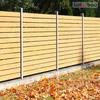 A wooden fence with metal posts in an outdoor setting with fallen leaves on the ground. Produktbild-Vorschau