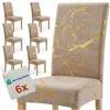 Universal-Velours-Stuhlbezüge, 6er-Set, beige – goldfarben Produktbild-Vorschau 1