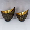 2er Set Design Teelichthalter Metall Schwarz Gold Windlicht Produktbild-Vorschau 3