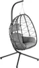A hanging egg chair with a stand, shown against a white background. Produktbild-Vorschau