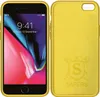 A yellow iPhone case is shown next to an iPhone. Produktbild-Vorschau