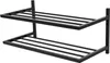 A black metal two-tier shoe rack mounted on a white background. Produktbild-Vorschau