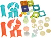 A collection of colorful magnetic building pieces for a marble run. Náhled obrázku produktu