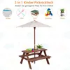 GOPLUS Kindermöbel, aus Tannenholz, Picknicktisch mit Bank Produktbild-Vorschau 2