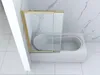 A modern bathroom with a white bathtub and a gold-framed glass shower screen. Produktbild-Vorschau
