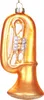 A golden tuba Christmas ornament with glitter accents. Voir les images du produit