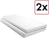 Two white mattresses stacked on top of each other against a white background. Anteprima dell’immagine prodotto