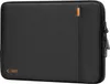 A black laptop sleeve with an orange accent and logo. Produktbild-Vorschau