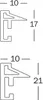 Technical drawings of two different profile cross-sections with dimensions. Produktbild-Vorschau