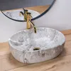rea Waschbecken Beige Oval Lara Stone Sanitärkeramik, B Produktbild-Vorschau 2
