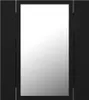 A black framed tri-fold mirror on a white background. Produktbild-Vorschau