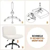 A collage of images showing the assembly steps and the final product of an office chair. Produktbild-Vorschau