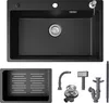 CECIPA Granitspüle Küchenspüle 70*45cm Schwarz spüle mit Produktbild-Vorschau 1