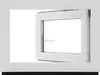 A white plastic window frame with one casement open, shown against a white background. Produktbild-Vorschau