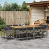 vidaXL 13-tlg. Garten-Essgruppe mit Kissen Grau Poly Rattan Produktbild-Vorschau 2