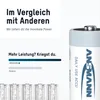 Marketing image comparing ANSMANN batteries to others, highlighting superior power. Produktbild-Vorschau