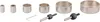 A set of 8 hole saws and an Allen key are arranged on a white background. Produktbild-Vorschau