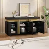 Credenza Merax nera con effetto marmo, 140x38x70cm, 3 ante, Anteprima dell’immagine prodotto 1