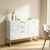 Sideboard Weiß Marmoroptik, Kommode mit 1 Tür und 3 Produktbild-Vorschau 4