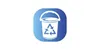 A white bucket with a recycling symbol on it, set against a gradient blue background. Produktbild-Vorschau