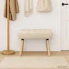 vidaXL Kanalgepolsterte Bank Creme 60 x 40 x 45 cm Stoff Produktbild-Vorschau 2