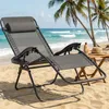 LARS360 Gris foncé Chaise longue pliante, chaise de plage, Voir les images du produit 9