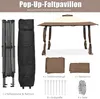 A display of a pop-up gazebo and its accessories, laid out for presentation. Voir les images du produit