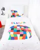A child's bed with a duvet cover and pillow featuring the character Elmar the elephant. Produktbild-Vorschau