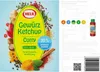 A product label for Hela Gewürz Ketchup Curry delikat, featuring ingredients and nutritional information. Produktbild-Vorschau