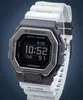 A close-up studio shot of a G-Shock watch against a gradient blue and gray background. Podgląd zdjęcia produktu