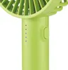 Close-up shot of a green portable fan, showing its handle with indicator lights and a power button. Anteprima dell’immagine prodotto